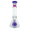 MAV Glass - 12" Purple Pyramid Beaker Bong, 7mm Thick, Front View on Seamless White Background