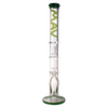 MAV Glass - 21" Straight Tube Bong with Double UFO Percs, Forest Green Accents, Front View