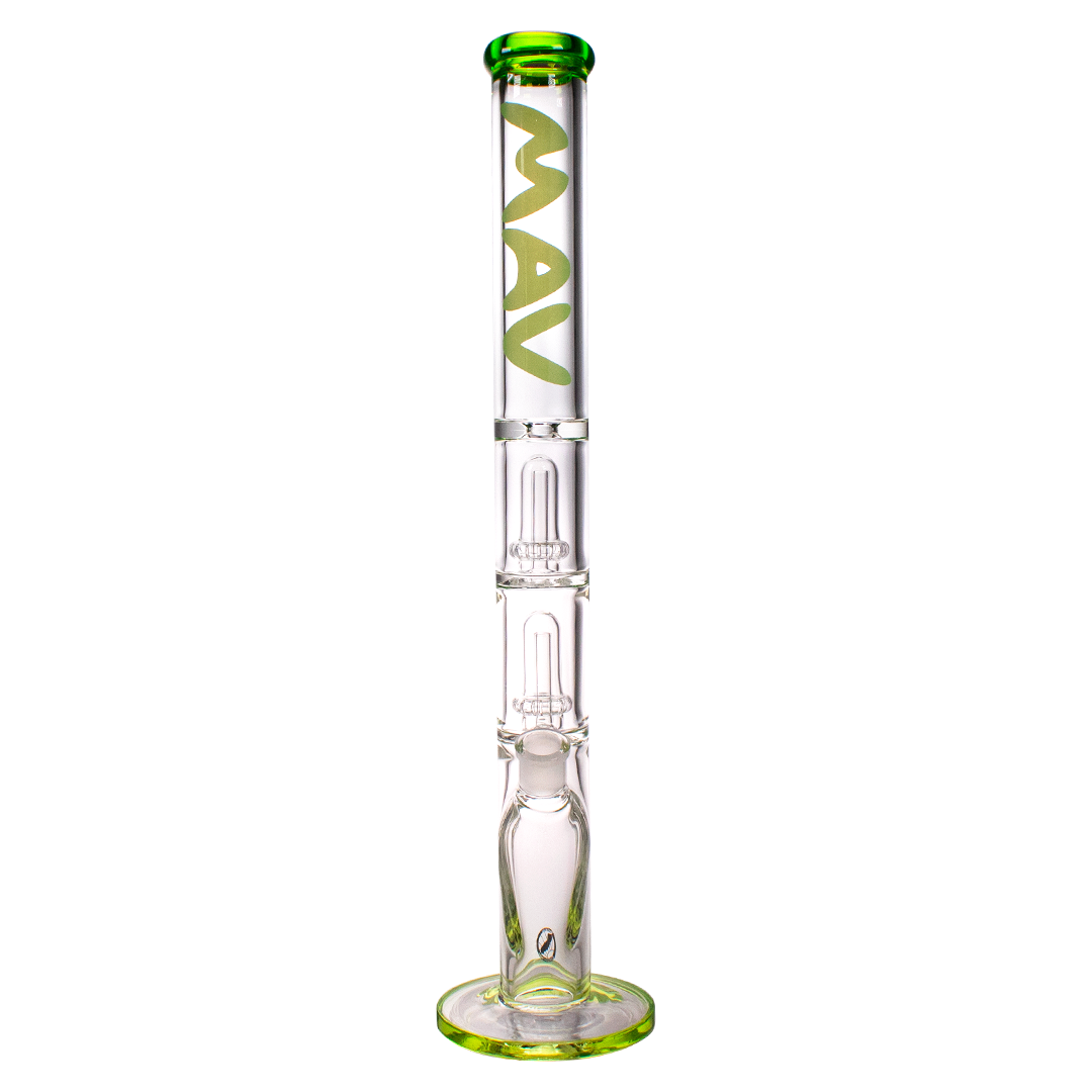 MAV Glass 9mm Straight Tube Bong with Double UFO Percs, Heavy Wall and 18mm to 14mm Joint