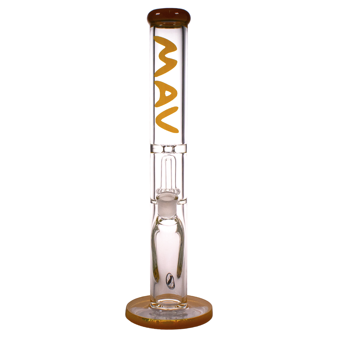 MAV Glass 17.5" Straight Tube Bong with UFO Percolator in Butter Color - Front View