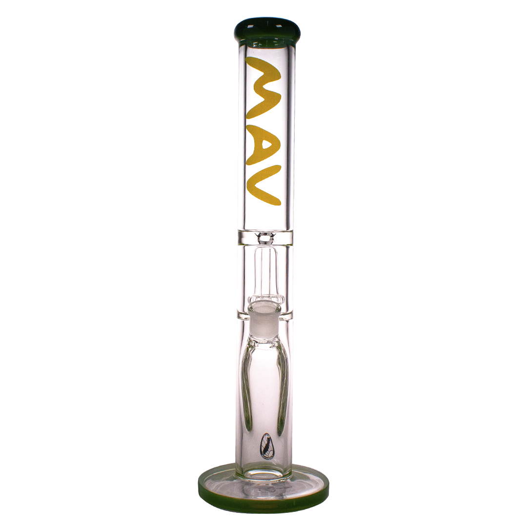 MAV Glass - 9mm Straight Tube Bong with UFO Percolator in Forest Green, Front View