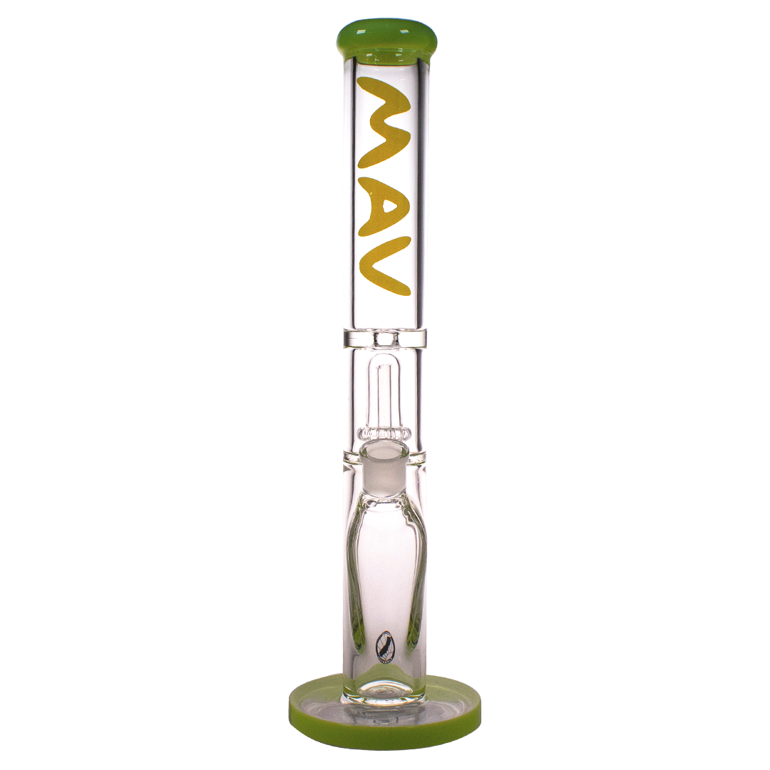 MAV Glass 9mm Straight Tube Bong with UFO Percolator and Heavy Wall Design, Front View