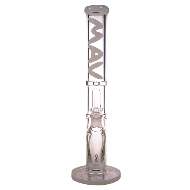MAV Glass - 9mm Straight Tube Bong with UFO Percolator, 17.5" Tall, Front View on White Background