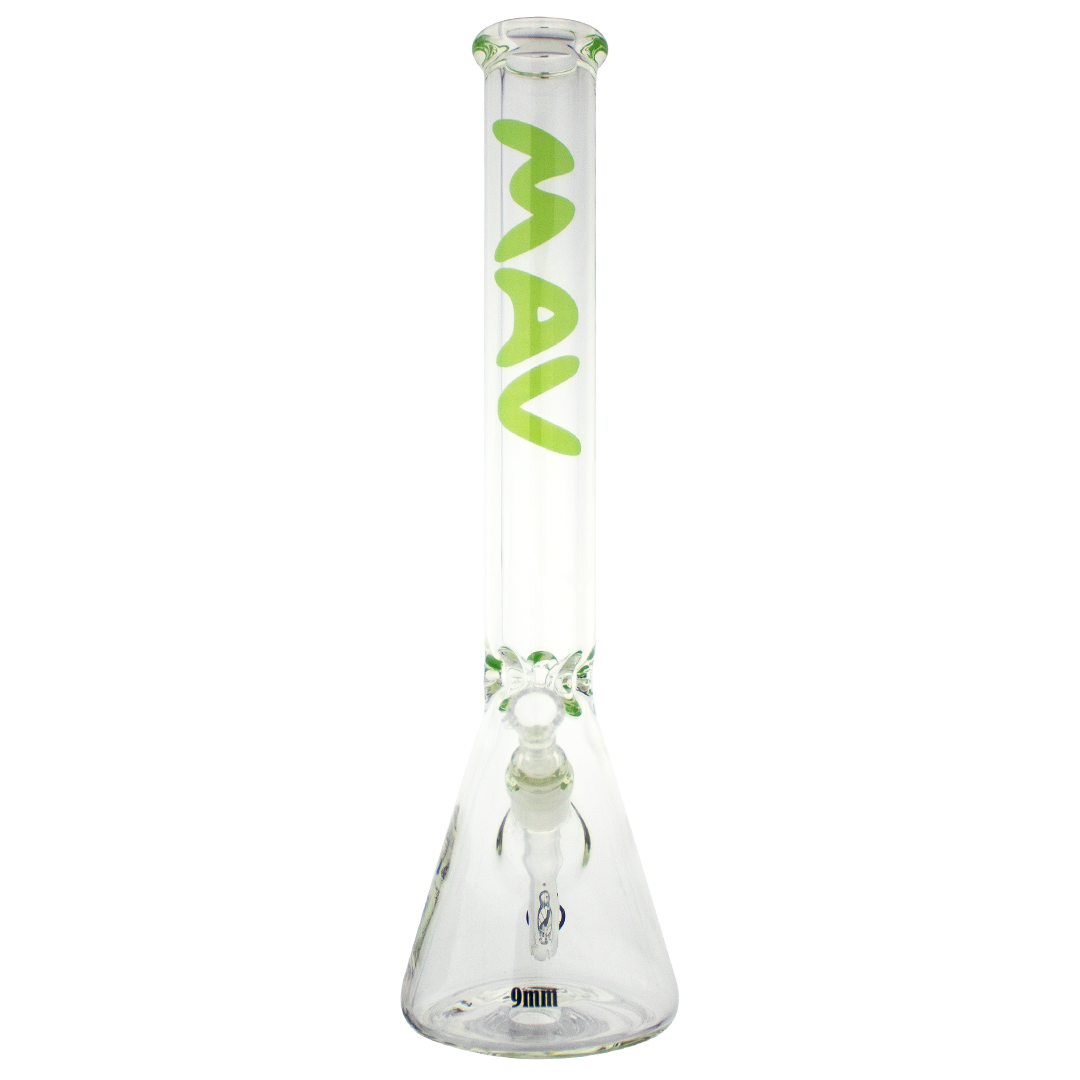 green maverick glass 9mm thick beaker bong