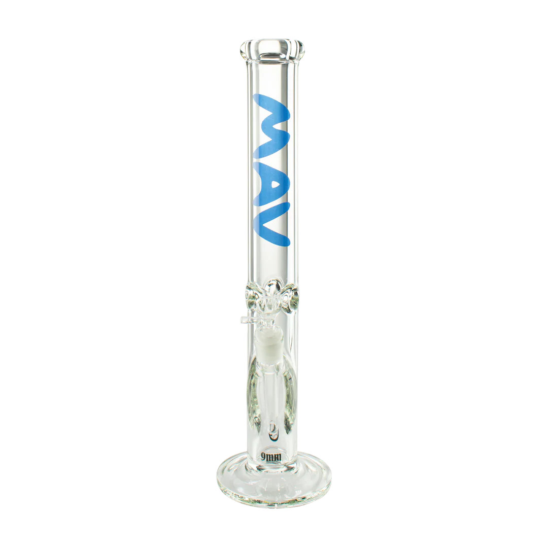 MAV Glass - 18" 9mm Thick Straight Tube Bong in Blue with Heavy Wall Glass