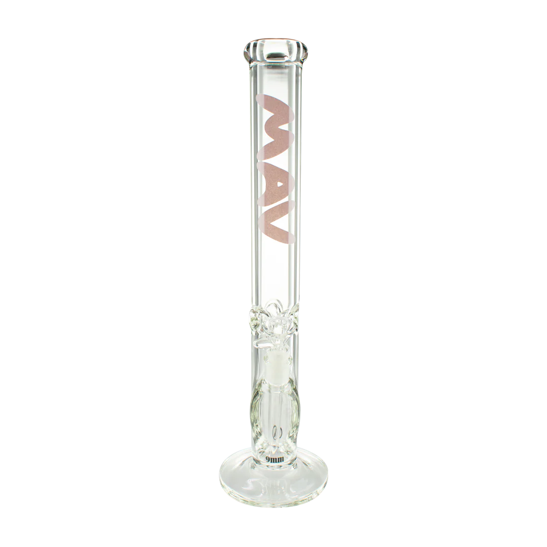 MAV Glass - 18" 9mm Thick Straight Tube Bong Front View on Seamless Background
