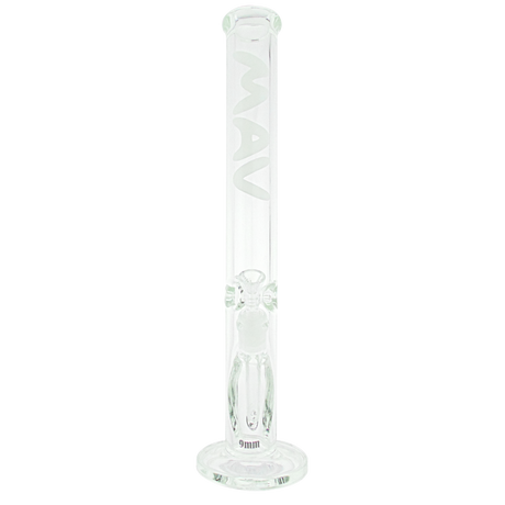 MAV Glass - 9mm Thick Straight Tube Bong, 18" Height, Heavy Wall, White Variant, Front View