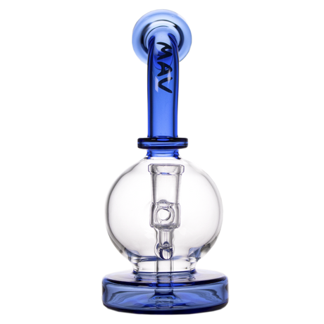 MAV Glass - Blue Bulb Rig with Glass on Glass Joint, Beaker Design, 7" Height - Front View