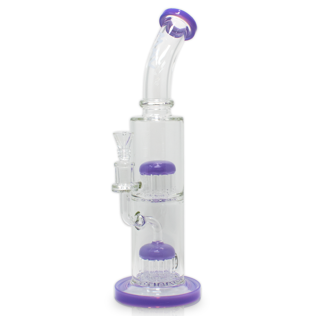 MAV Glass - Double Chamber Dab Rig with Purple Accents - Front View