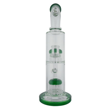 MAV Glass - Double Arms Chamber Rig in Forest Green, Front View, 14" Height, 14mm Joint