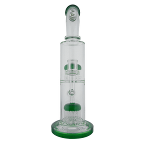 MAV Glass - Double Arms Chamber Rig in Forest Green, Front View, 14" Height, 14mm Joint