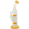 MAV Glass - Double Chamber Rig with Bent Neck in Orange, 14" Tall, 14.5mm Joint