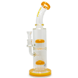 MAV Glass - Double Chamber Rig with Bent Neck in Orange, 14" Tall, 14.5mm Joint