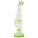MAV Glass - Slime Green Double Arms Chamber Rig, 14" Height, 14mm Joint, Front View