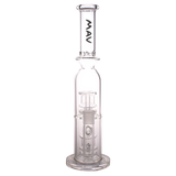 MAV Glass - Clear Double Ufo Perc Bottle Bong, Front View, 12" Height, 18-19mm Joint