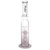MAV Glass - Clear Double Ufo Perc Bottle Bong, Front View, 12" Height, 18-19mm Joint