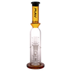 MAV Glass - Double Ufo Perc Bottle Bong in Gold, 12" Height, Front View on White Background