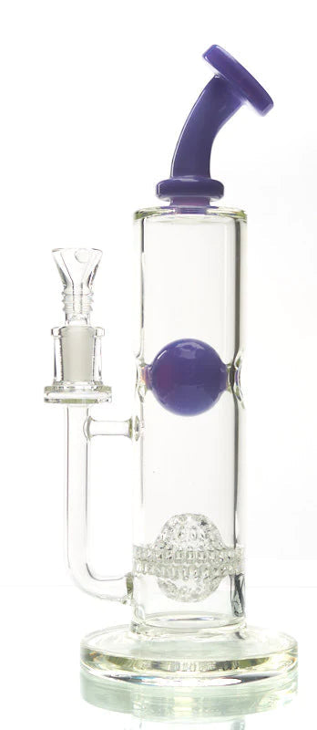 MAV Glass - Eureka Honeyball Disc Rig in Purple - Front View with Clear Glass and Deep Bowl
