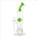 MAV Glass - Eureka Honeyball Disc Rig in Slime Variant, Front View with Clear Glass and Green Accents