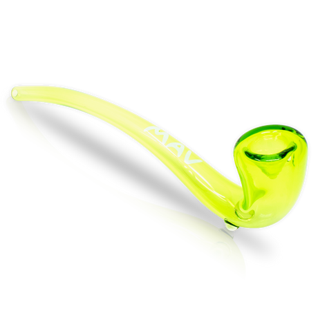 MAV Glass - 10" Borosilicate Gandalf Pipe in Neon Green, Side View on Black Background