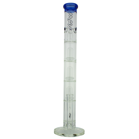 MAV Glass - Honeycomb to UFO Straight Bong in Blue, Triple Perc, Front View