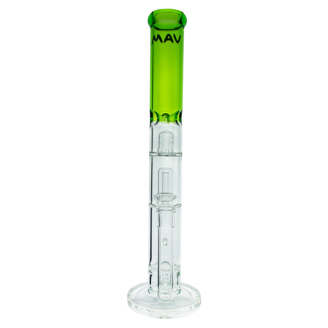 MAV Glass - Honeycomb to UFO Straight Bong with 18-19mm Joint Size, Front View on White