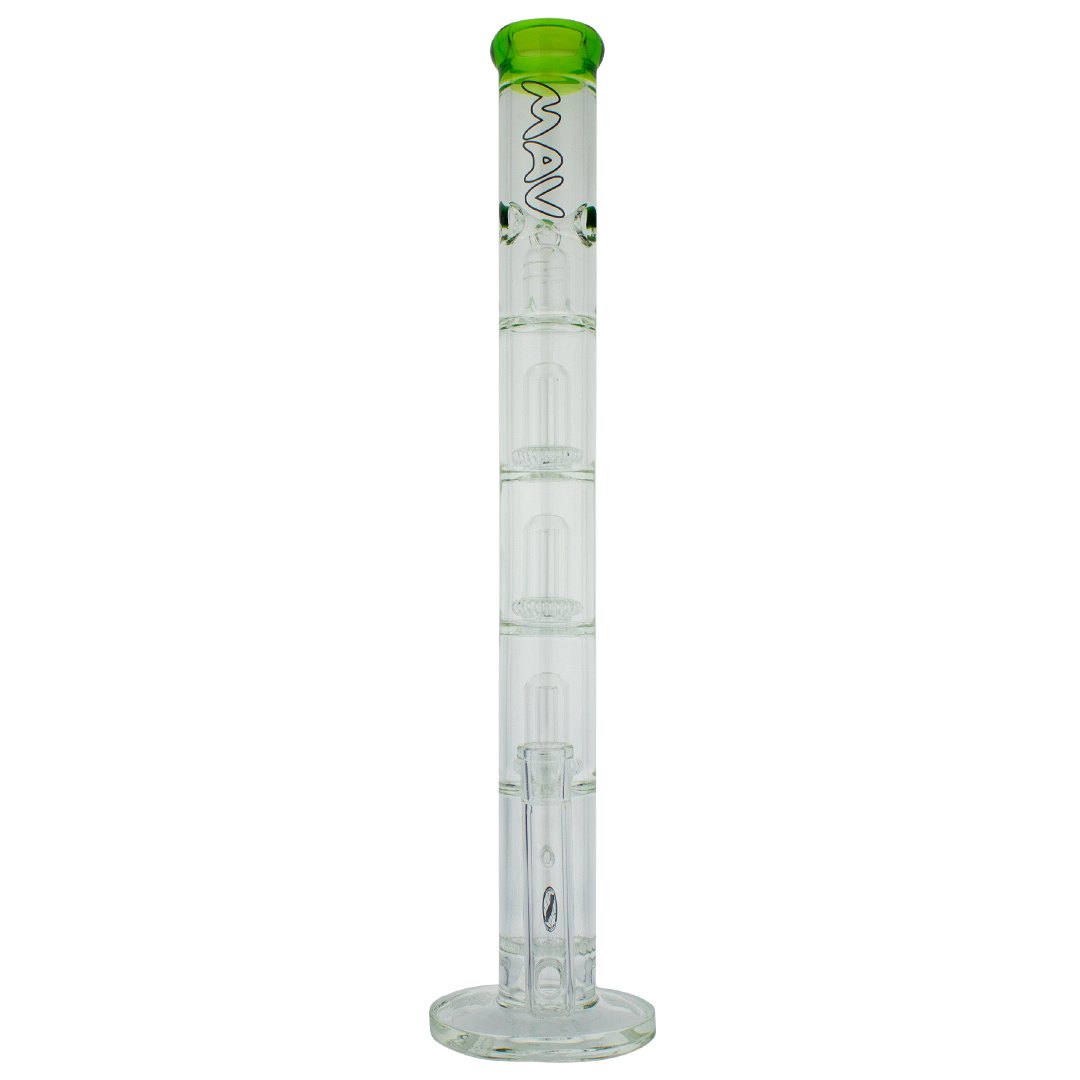 MAV Glass - Honeycomb to UFO Straight Bong with 18-19mm Joint, Front View on White Background