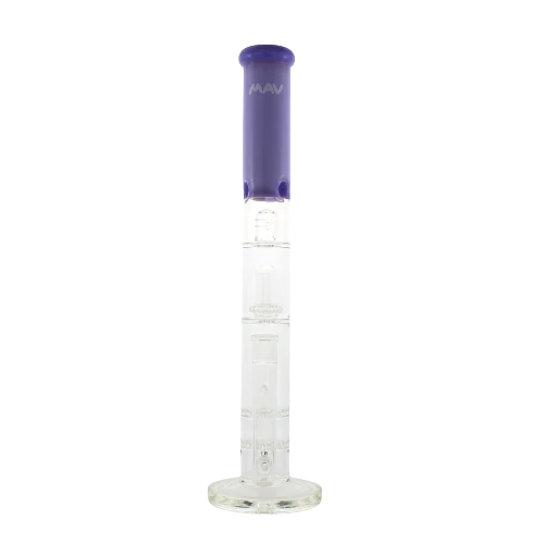 MAV Glass - Purple Double UFO Straight Bong with Honeycomb Perc, Front View