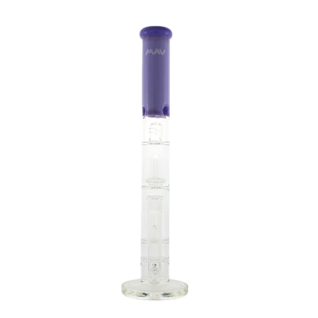 MAV Glass - Purple Double UFO Straight Bong with Honeycomb Perc, Front View