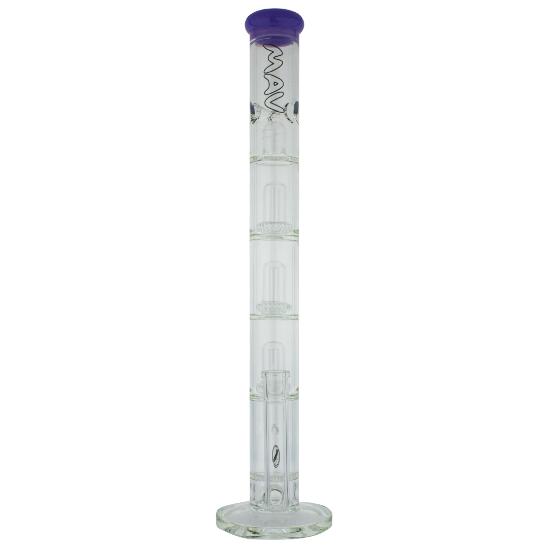 MAV Glass - Honeycomb to UFO Straight Bong in Purple, Front View, 18-19mm Joint