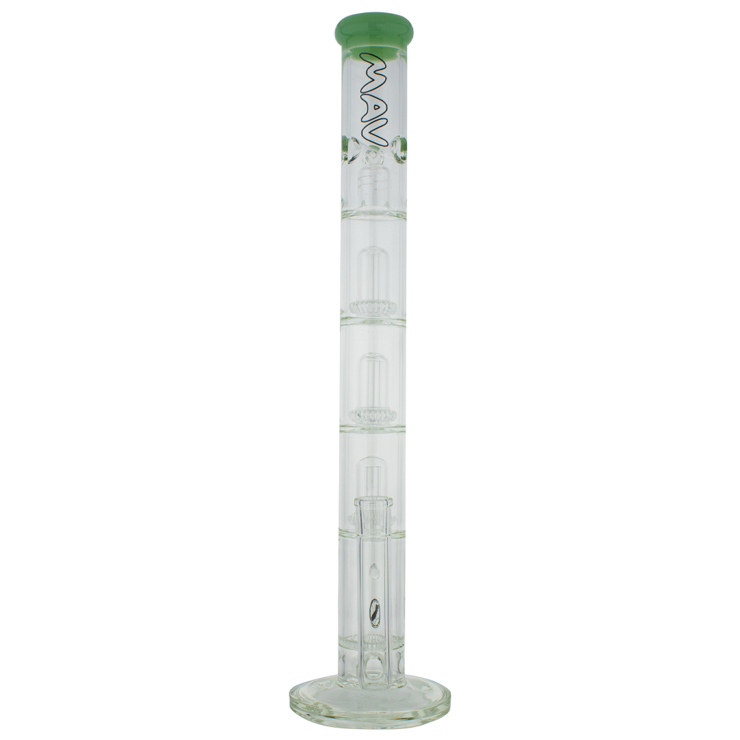 MAV Glass - Honeycomb To UFO Straight Bong in Seafoam, Front View, 18-19mm Joint