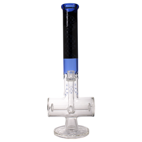 MAV Glass - Inline Shower Head Hammer Bong in Blue, 17" Tall, 14mm Female Joint, Front View