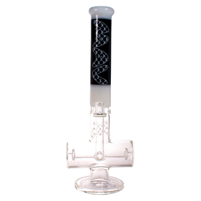 MAV Glass - White Inline Shower Head Hammer Bong with Glass Accents - Front View