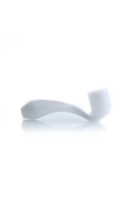 MAV Glass - White Large Sherlock Hand Pipe - 6" Borosilicate Glass - Side View