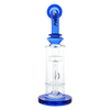 MAV Glass - Mini Bent Neck Bong with Blue Honeycomb Perc, Front View on White Background