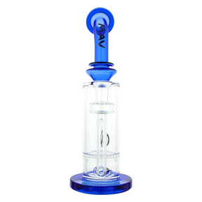 MAV Glass - Mini Bent Neck Bong with Blue Honeycomb Perc, Front View on White Background