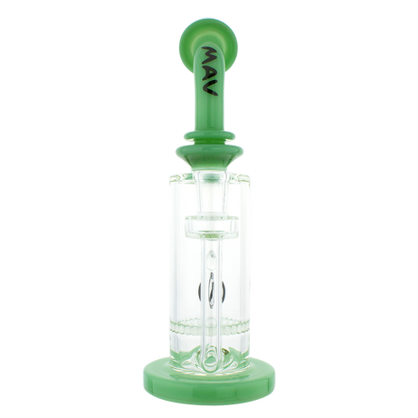 MAV Glass - Mini Bent Neck Honey Perc Bong in Seafoam, 9" with Honeycomb Percolator, Front View