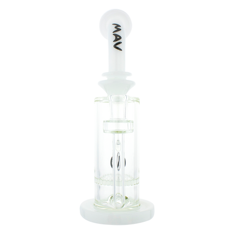 MAV Glass - Mini Bent Neck Honeycomb Perc Bong in White, Front View, 9" Height