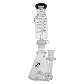 MAV Glass - Mini Inline Freezable Coil Bong in Black, Beaker Design, 10" Tall