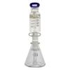 MAV Glass - Mini Inline Freezable Coil Bong in Blue, Front View, 10" Beaker Design with Percolator