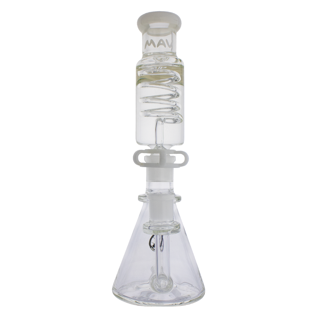 MAV Glass - Mini Inline Freezable Coil Beaker Bong, 10" Height, 14mm Joint, Front View