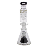 MAV Glass - Mini Pyramid Freezable Coil Bong in Black, Front View, 10" Tall, Slitted Percolator