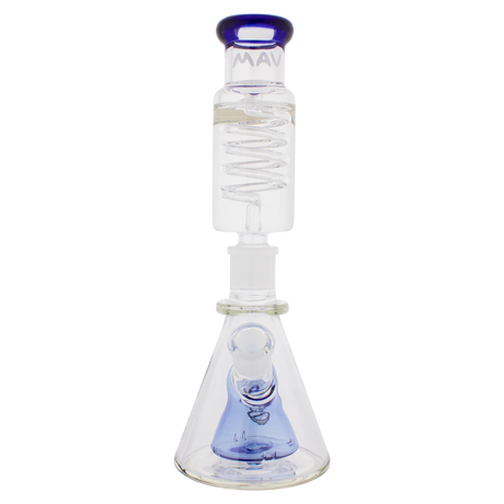 MAV Glass - Mini Pyramid Beaker Bong with Freezable Coil in Ink Blue, Front View
