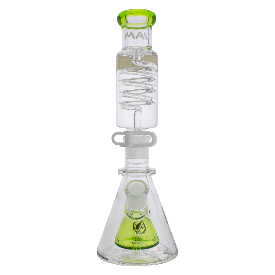 MAV Glass - Mini Pyramid Freezable Coil Bong with Slitted Percolator, Front View