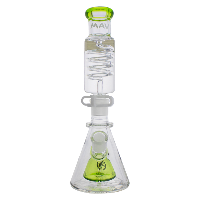 MAV Glass - Mini Pyramid Freezable Coil Bong with Slitted Percolator, Front View