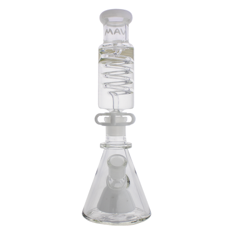 MAV Glass - Mini Pyramid Freezable Coil Bong, White Variant, Front View on Seamless White