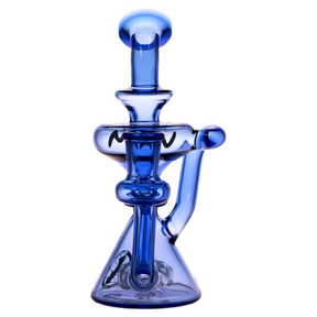 MAV Glass - Mini Santa Barbara Waffle Inverted Puck Recycler in Blue, Front View