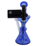 MAV Glass Maverick Blue Mini Zuma Dab Rig with Gpen, Vortex Percolator, Side View