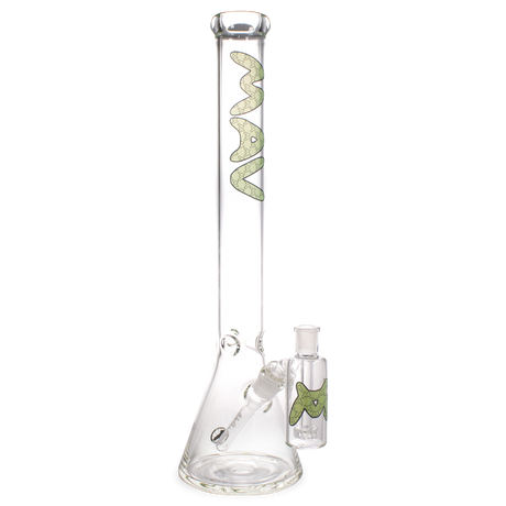 MAV Glass - Mucci Beaker Bong with Ashcatcher in Green, Front View, 18" Height, 50mm Diameter