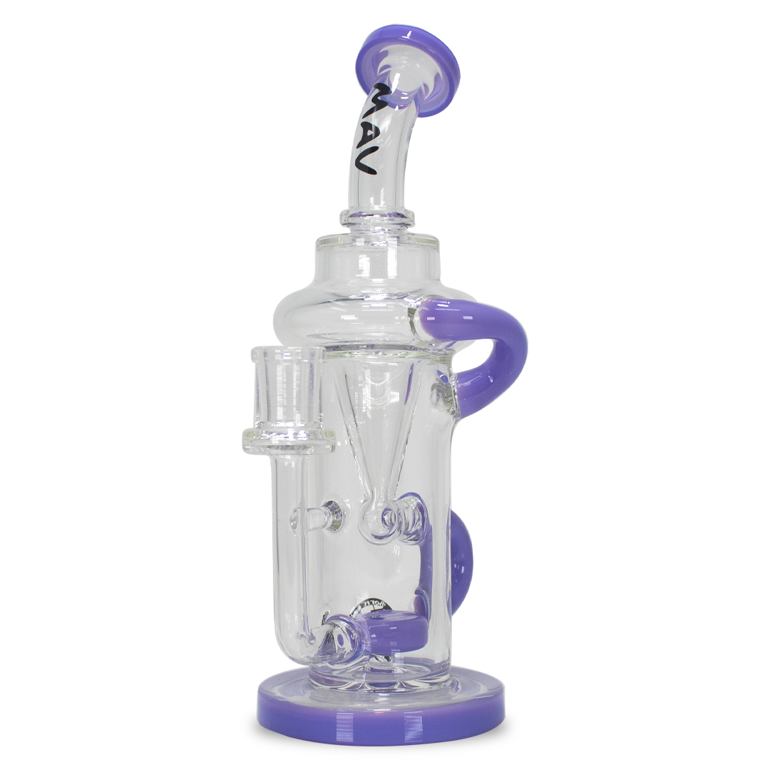 MAV Glass - Pch Recycler Dab Rig with Vortex Percolator, 10" Height, 14mm Joint - Front View
